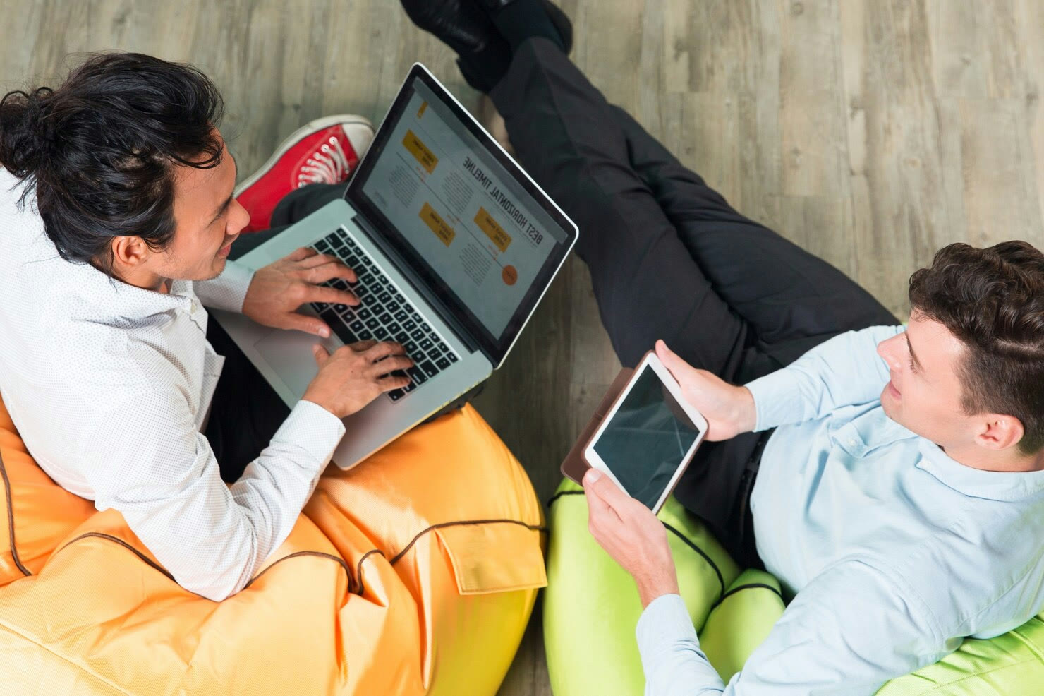 Team working together on laptops